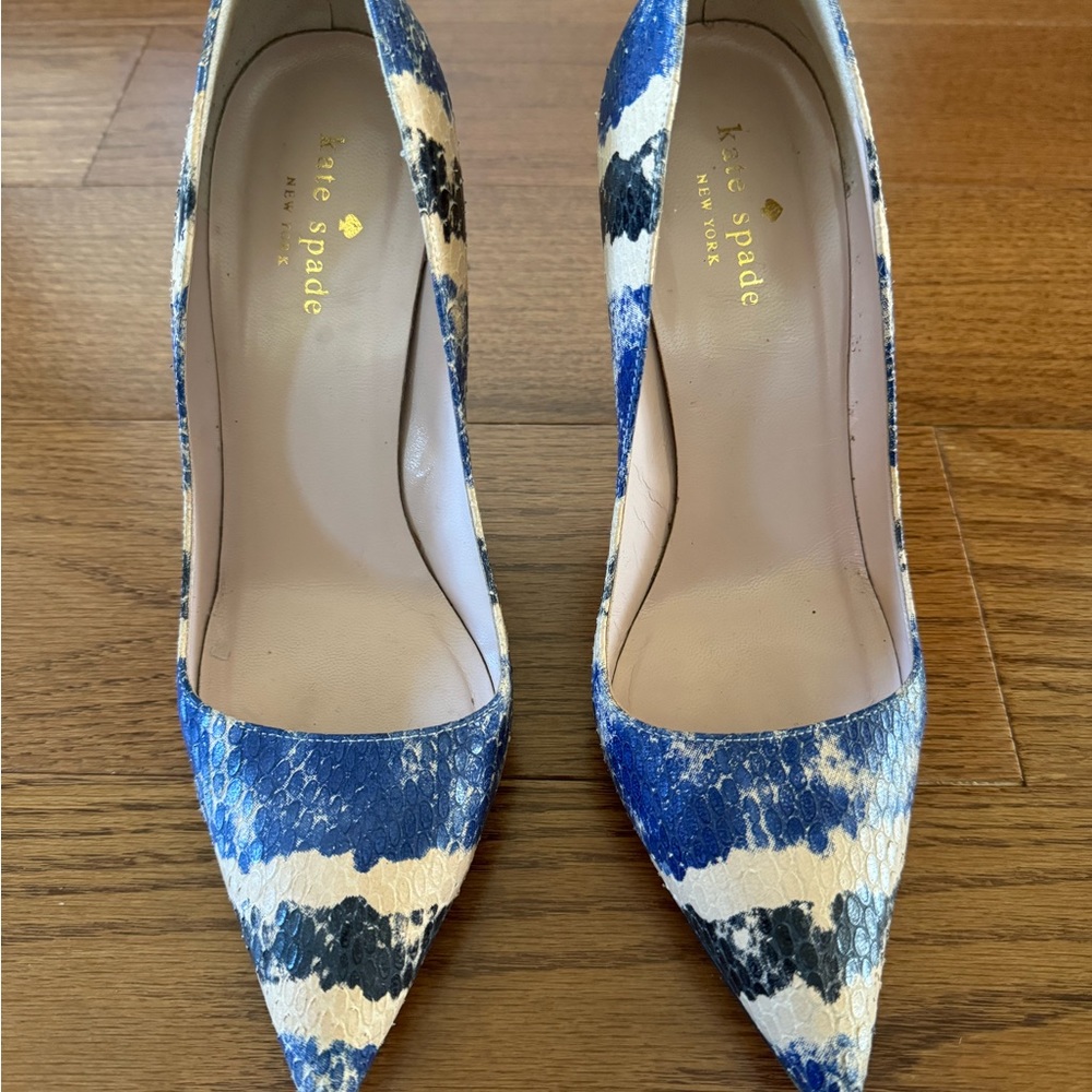 Beautiful Kate Spade Blue White Python Print Leat… - image 4